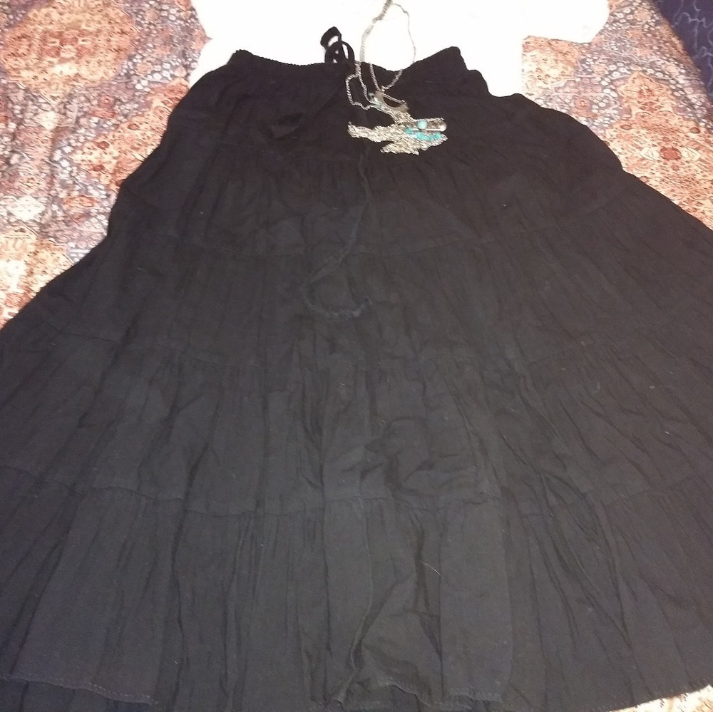 Black vintage broomstick skirt. Tiered